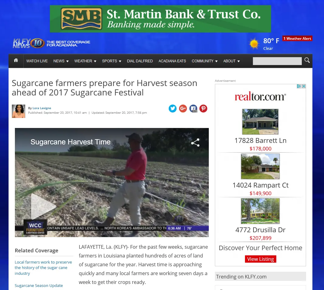 017 sugarcane harvest KLFY