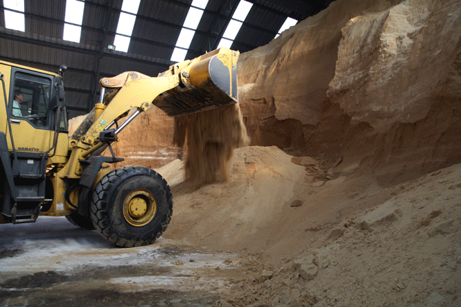 Raw cane sugar in Louisiana warehouse