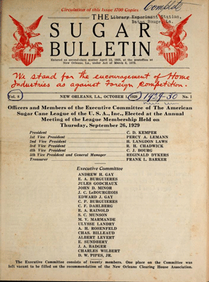 sugar bulletin 1929